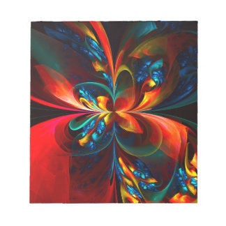 Bloc De Notas Modern Floral Resumen Art Naranja Patrón Azul #14
