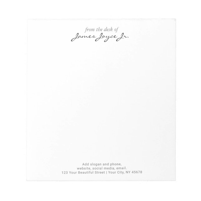 Bloc De Notas Modern Handwritten Stylish From The Desk Of (Frente)