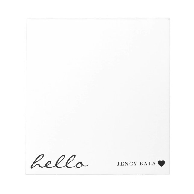 Bloc De Notas Modern Minimal Heart Clean White Design (Frente)