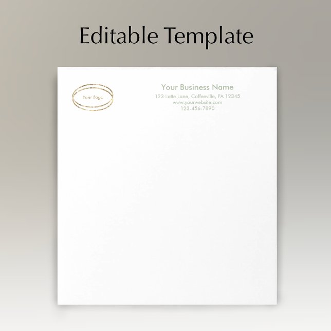Bloc De Notas Modern Minimalist Sage Green Custom Business Logo (Custom modern sage green script business letterhead tablet. Add logo and name and address.
)