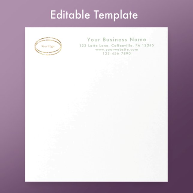 Bloc De Notas Modern Minimalist Sage Green Custom Business Logo (Personalize this modern sage green notepad. Minimalist custom script and business logo template.
)