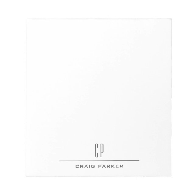 Bloc De Notas Modern Monogram Name Professional Plain Minimalist (Frente)
