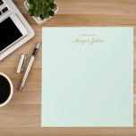 Bloc De Notas Modern Monogram Simple Stylish Mint Green & Gold<br><div class="desc">Modern Monogram Minimalist Simple Stylish Mint Green & Gold Notepad</div>