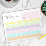 Bloc De Notas Modern Pastel Colored Calendar Monthly Planner<br><div class="desc">With this personalized pastel colored monthly planner notepad,  you can keep track of every important task you have for the month. The design consists of a monthly calendar in which you can enter the month,  year and date in the corresponding blank field. The text is fully customizable.</div>