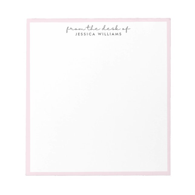 Bloc De Notas modern, pink border from the desk of notepad (Frente)