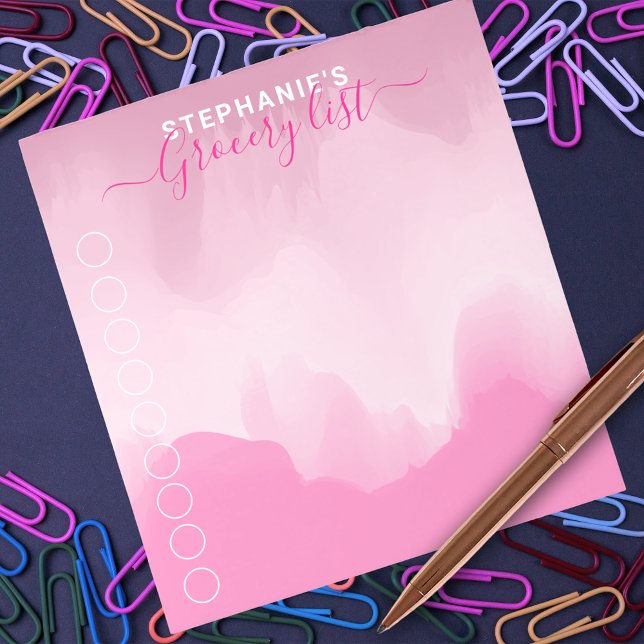 Bloc De Notas Modern Pink Elegant Calligraphy Grocery List (Subido por el creador)