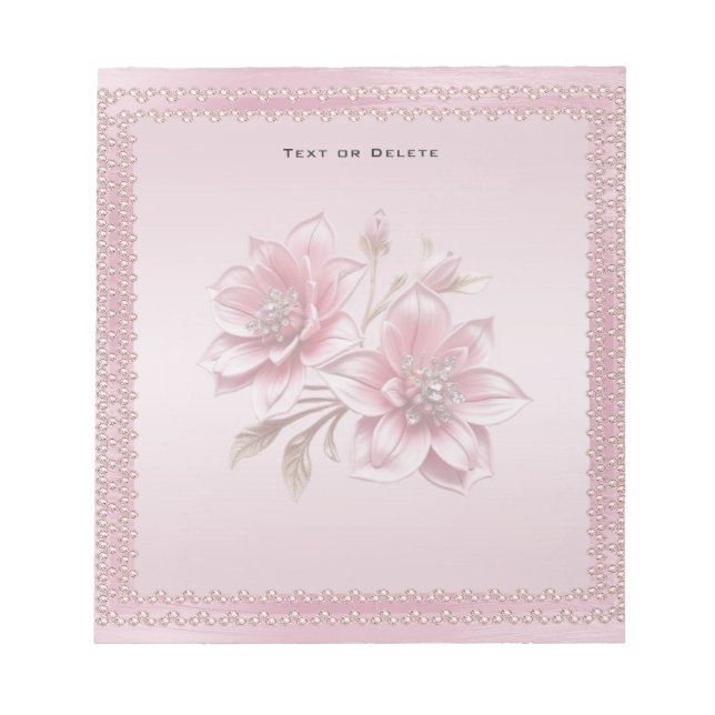 Bloc De Notas Modern Pink Flowers Notepad (Frente)