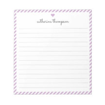 Modern Purple Stripe Feminine Script Heart Name