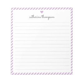 Bloc De Notas Modern Purple Stripe Feminine Script Heart Name
