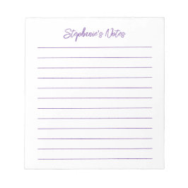 Bloc De Notas Modern Script Elegant Purple Lined Personalized