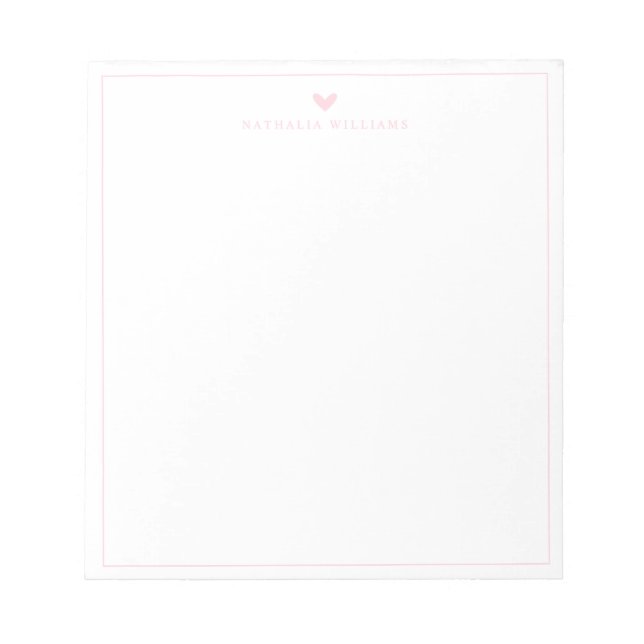 Bloc De Notas Modern Script Pink Heart Border Monogram (Frente)