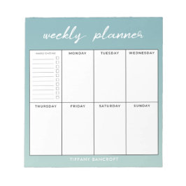 Bloc De Notas Modern Script Weekly Planner | Añadir su nombre