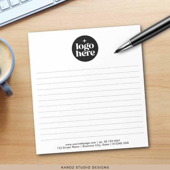 Bloc De Notas Modern Simple Business Logo Notepad (Notepad shown in 5.5 x 6 inches. Add your logo and business information. )