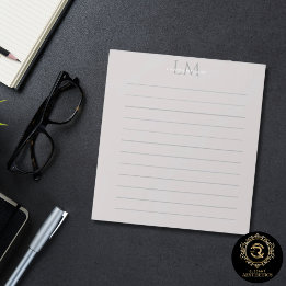Bloc De Notas Modern Taupe Gray Monogram Stationery