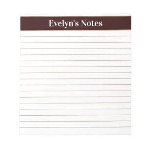 Bloc De Notas Modern Trendy Chocolate Brown Script Large Print