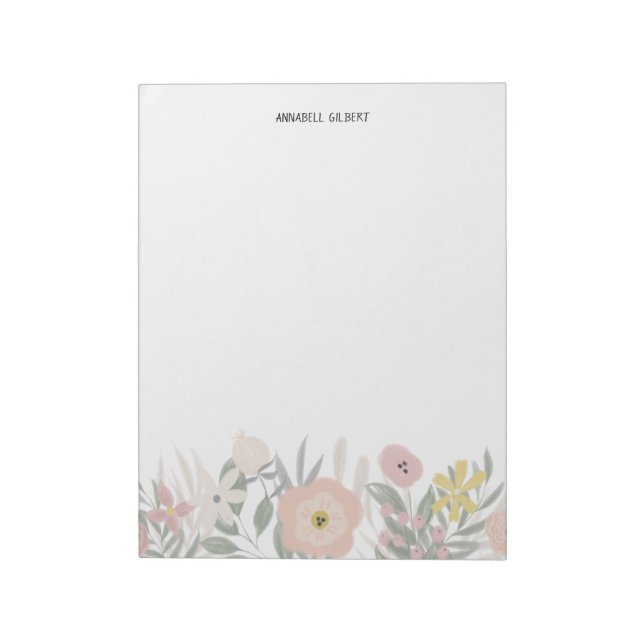 Bloc De Notas Moderna acuarela Primavera Jardín Vegetación Flora (Lado Izquierdo)