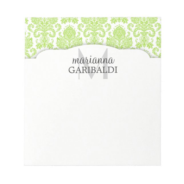 Bloc De Notas Moderna Damask Green personalizada (Frente)