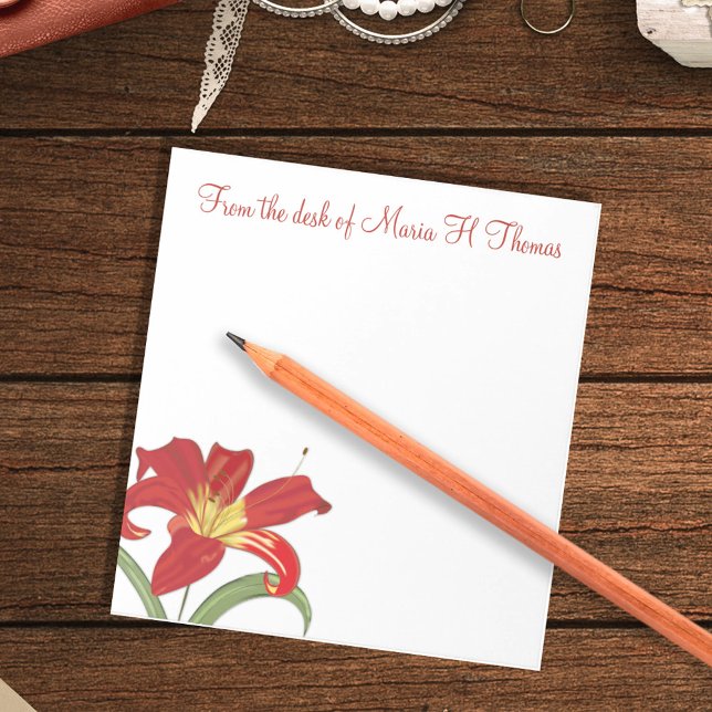 Bloc De Notas Moderna elegancia acuarela Floral Spring (Simple tiger lily floral calligraphy note pad.)