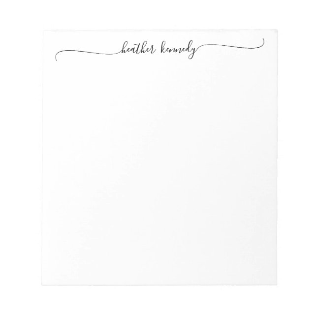Bloc De Notas Moderna elegancia Moda Swash Script Nombre caligra (Frente)