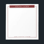 Bloc De Notas Moderna frontera Borgoña Oficina escolar de placas<br><div class="desc">Este diseño presenta un espacio para un nombre en la parte superior y otra línea de texto en la parte inferior, acentuada por un simple borde doble. La colección de productos de coordinación está disponible en nuestra tienda, zazzle.com/store/doodlelulu. Contáctenos si necesita este diseño aplicado a un producto específico para crear...</div>