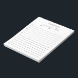 Bloc De Notas Moderna lista simple de productos de lujo en blanc<br><div class="desc">Un moderno bloc de notas en blanco y negro con un diseño sencillo y una "lista de comestibles" en una caligrafía elegante y de moda junto con su nombre y una lista de verificación.</div>