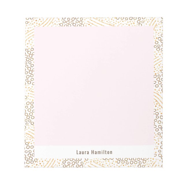 Bloc De Notas Moderna Moda Purpurina oro Confetti Frame Rubor Pi (Frente)