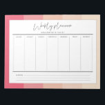 Bloc De Notas Moderna tipografía rayas pastel planner semanal<br><div class="desc">Un simple planificador semanal con un fondo de rayas pastel y una tipografía retro,  para organizar tu horario semanal como un profesional.</div>