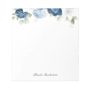Bloc De Notas Moderna y elegante flor azul turquesa personalizad