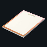Bloc De Notas Moderna y elegante frontera Naranja rosa personali<br><div class="desc">Bloc de notas personalizado moderno de borde rosa y Naranja</div>