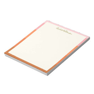 Bloc De Notas Moderna y elegante frontera Naranja rosa personali
