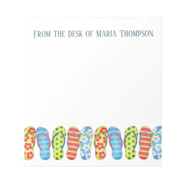 Bloc De Notas Moderna Y Elegante Playa Verano Flip Flops (Frente)