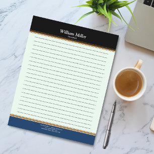 Bloc De Notas Modernas rayas azules negras Minimalistas alineada