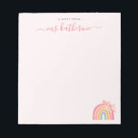 Bloc De Notas Moderno arcoiris de boho rosado con flores<br><div class="desc">El arcoiris rosado lindo con florales no son perfectos como regalo para los profesores.</div>