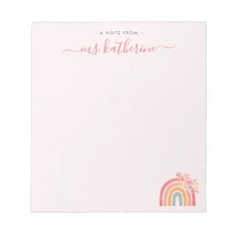 Bloc De Notas Moderno arcoiris de boho rosado con flores