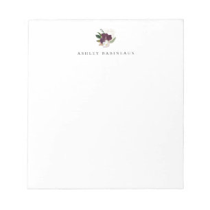 Bloc De Notas Moderno Bouquet Floral de Plum de Marfil