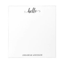 Moderno Casual Elegante Script Negro Gris Hola