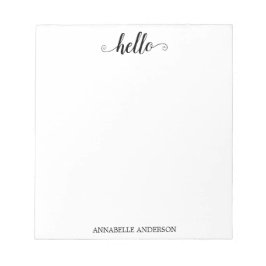 Bloc De Notas Moderno Casual Elegante Script Negro Gris Hola