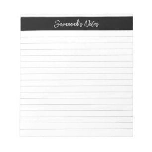 Bloc De Notas Moderno clásico elegante guión negro personalizado