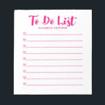 Bloc De Notas Moderno De Script Simple Para Hacer<br><div class="desc">Un sencillo y moderno bloc de notas rosa caliente con las palabras "hacer lista" en una fuente de escritura rosa caliente. Personalízalo con tu nombre. ¡Hace un regalo divertido para el Día de San Valentín,  cumpleaños o cualquier ocasión! Diseñado para ti por Blackberry Boulevard.</div>