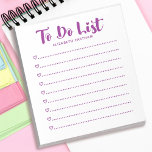 Bloc De Notas Moderno De Script Simple Para Hacer<br><div class="desc">Un cuaderno simple y moderno en color morado y blanco con las palabras "hacer lista" en un tipo de letra de guión. Personalízalo con tu nombre. ¡Hace un regalo divertido para el Día de San Valentín,  cumpleaños o cualquier ocasión! Diseñado para ti por Blackberry Boulevard.</div>