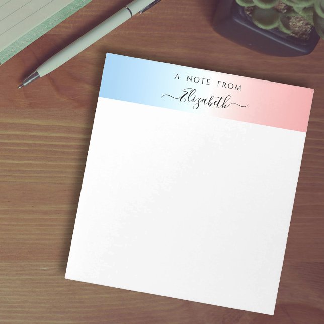 Bloc De Notas Moderno degradado blanco rosa azul degradado Nombr (Subido por el creador)