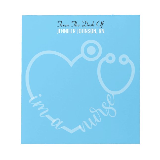 Bloc De Notas Moderno Del Escritorio De La Enfermera Nombre De S (Frente)