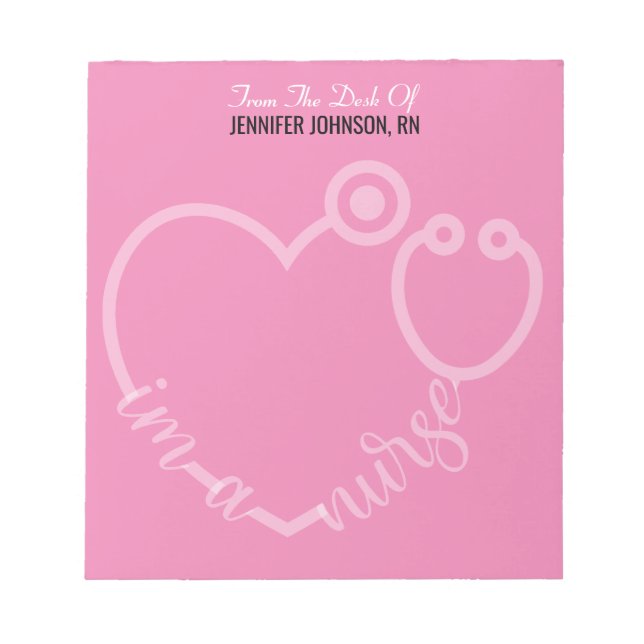 Bloc De Notas Moderno Del Escritorio De La Enfermera Nombre Stet (Frente)