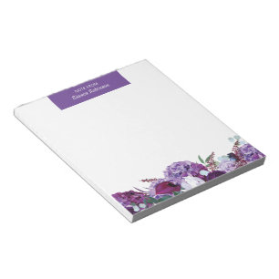 Bloc De Notas Moderno Floral Purple Botánico Personalizado