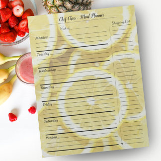 Bloc De Notas Moderno Lemons Meal Planner & Trendy Grocery List