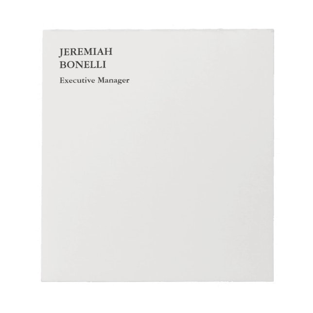 Bloc De Notas moderno minimalista gris platino (Frente)