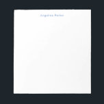 Bloc De Notas Moderno Minimalista sencillo blanco azul<br><div class="desc">Elegante y moderno diseño Minimalista</div>