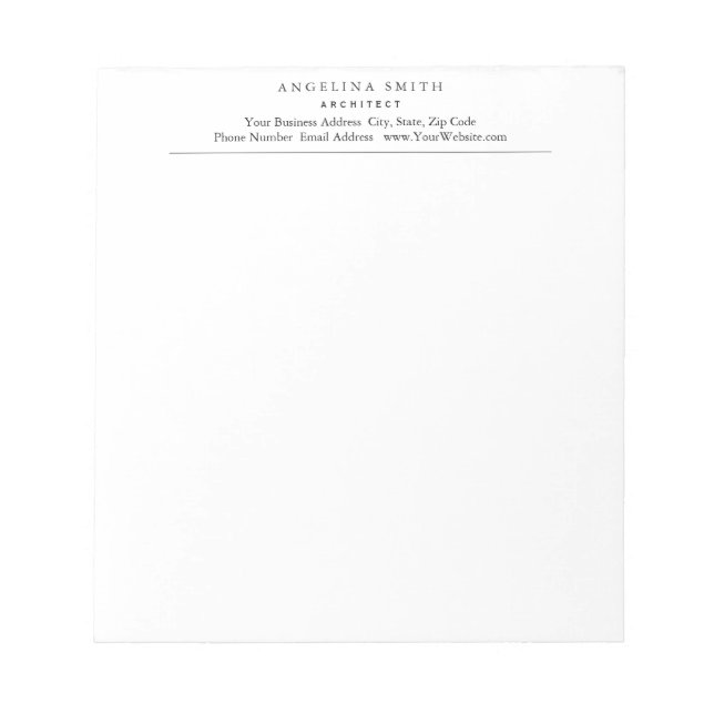 Bloc De Notas Moderno Minimalista Simple Blanco Profesional (Frente)