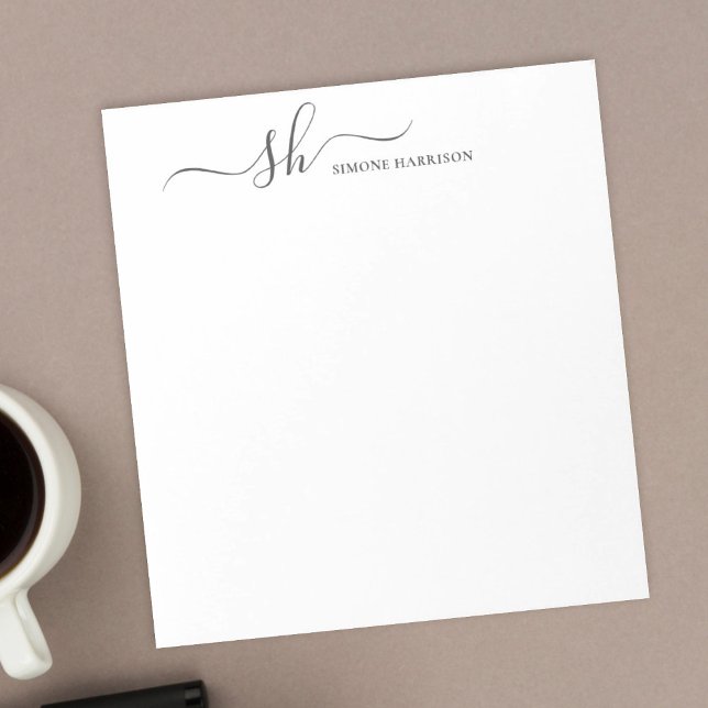 Bloc De Notas Moderno Monograma Elegante Caligrafía Personalizad (Subido por el creador)