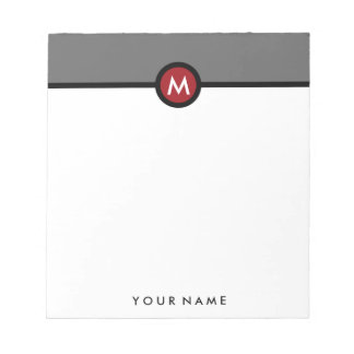 Bloc De Notas Moderno Monograma Memo Nota Pad - Negro/Rojo/Gris